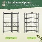 Huuger 5 Tier Bookshelf, L Shaped Corner Bookshelf - Image 7
