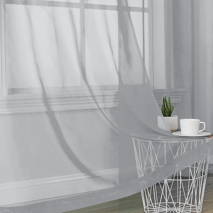 Light Grey Sheer Curtains 84 Inches Long 2 Panels - Image 6