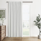 White 100% Blackout Linen Curtains 60 Inch Wide by 84 Inch by Guken