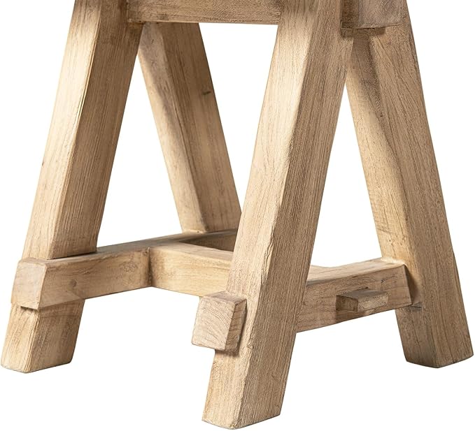 Hawthorne 18" Square Reclaimed Elm Trestle Side Table Heritage Light Natural - Image 9