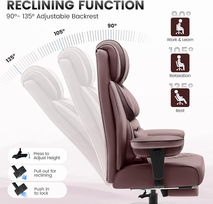 BestGlory Office Desk Chair, Big and Tall Leather Gaming Chair - Image 6
