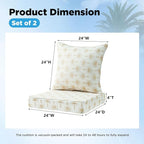 Outdoor Deep Seat & Back Cushion Set, 24 x 24 Inch Water Repellent and Fade - Image 2