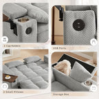 oaaktu Large Size Convertible Sleeper Sofa Bed, Polka dot Velvet Pull Out Futon - Image 5