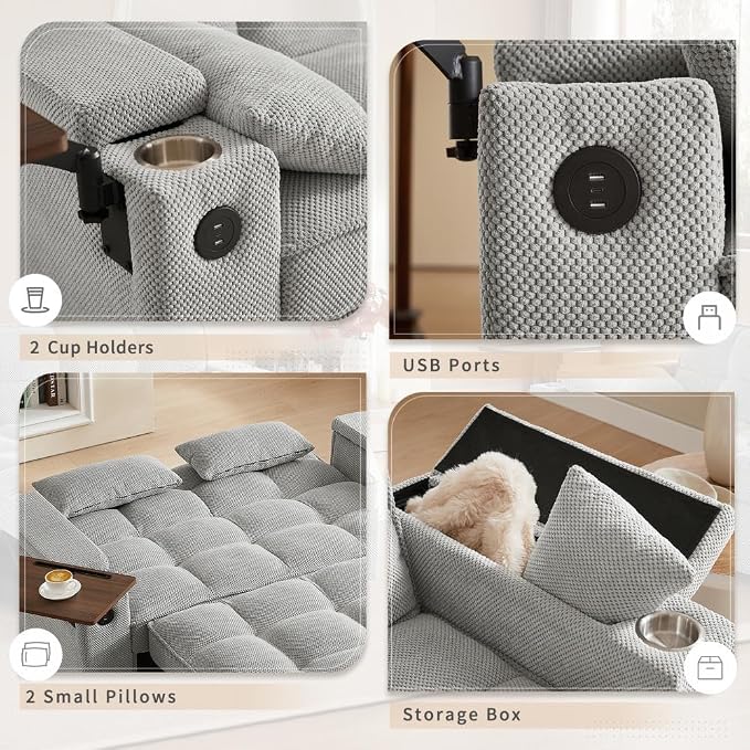 oaaktu Large Size Convertible Sleeper Sofa Bed, Polka dot Velvet Pull Out Futon - Image 5