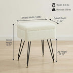 Vanity Stool Chair, Faux Teddy Fur Ottoman Foot Stool - Image 2