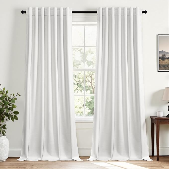 Topfinel 95 inch Bedroom Living Room Curtains 2 Panels 100% Blackout Linen by Topfinel