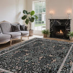 Vintage Black Living Room Rug, 6x9 Washable Area Rugs by Unknown
