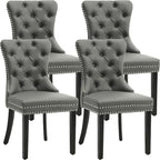 KCC Faux Leather Dining Chairs Set of 4, Upholstered High-end Tufted Dining by KCC