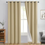 Yakamok Beige 100% Blackout Curtains 96 Inches Long by Yakamok