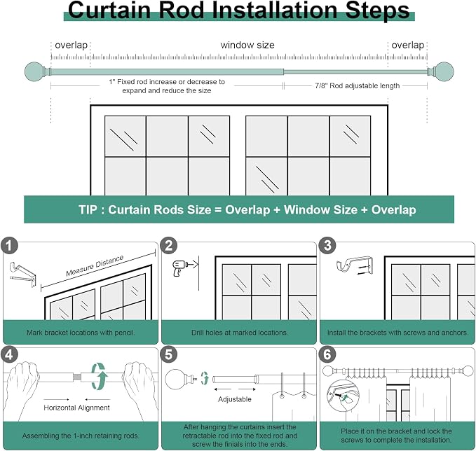 QDWIS 2 Pack Boho Wood Curtain Rods - Image 7