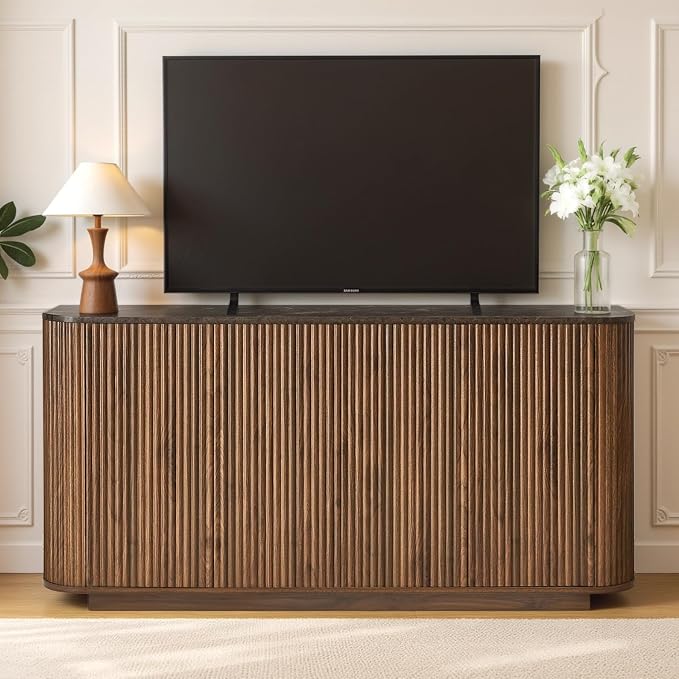 LKTART 64" Buffet Cabinet with Storage, Modern Fluted Accent Sideboard with - Image 3