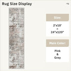 Soalmost Abstract Runner Rug 2x10 Hallway Kitchen Runners Pink/Grey | Vintage - Image 5