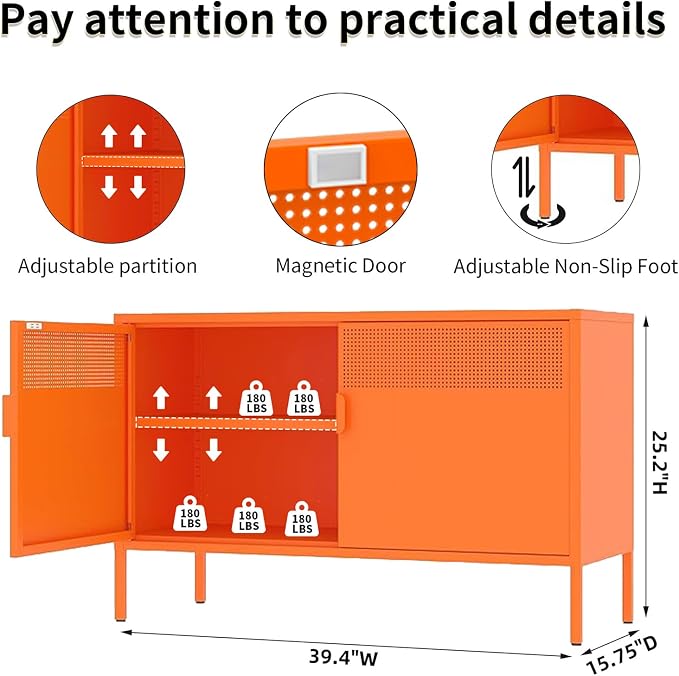 Orange Metal Storage Cabinet - Image 2