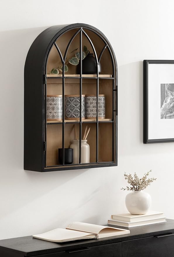 Kate and Laurel Megara Decorative Wooden Hanging Arched Wall Cabinet - Image 2