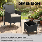 3PCS Outdoor Patio Bistro Set, PE Rattan Wicker Armchairs - Image 7