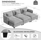 ELUCHANG Oversized 113" Modular Sectional Sofa, Comfy Deep Seat Cloud Couch - Image 2