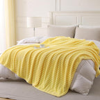Banana Yellow Throw Blanket for Couch Sofa 50”x60” Striped Design | Fleece - Image 3