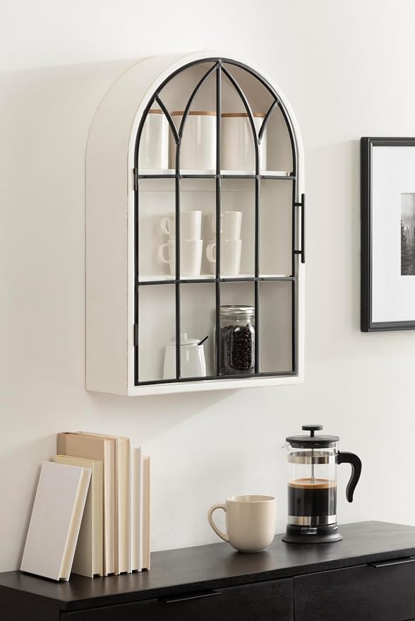 Kate and Laurel Megara Decorative Wooden Hanging Arched Wall Cabinet - Image 2