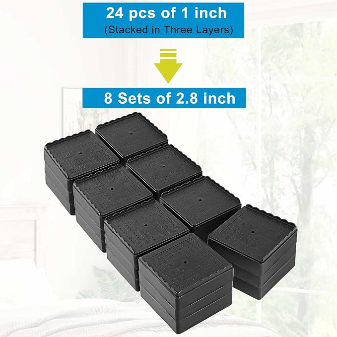 Bed Risers 1 inch, 2 inch, 3 inch, 4 inch Heavy Duty, Adjustable Furniture Riser - Image 3