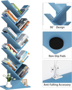 SHEEPAM 10 Tier Tree Book Shelf, Floor Standing Wood Bookshelf - Image 5
