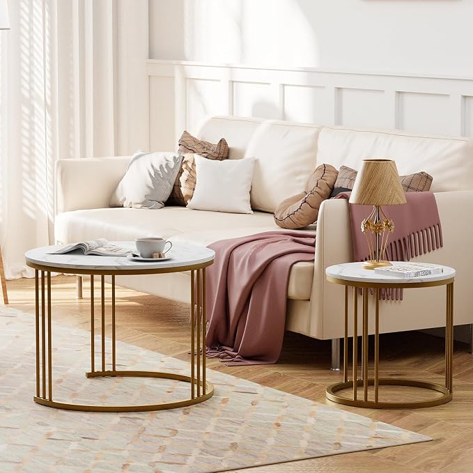Garden 4 you Coffee Table Faux Marble Nesting Table - Image 6