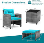 Tangkula 5 Pieces Patio Conversation Set, PE Wicker Rattan Outdoor Furniture Set - Image 9