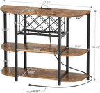 Unikito Wine Rack Table with Socket and LED Light, Floor Bar Cabinet - Image 3
