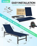 Vexwalx Outdoor Lounge Chair for Pool, Aluminum Chaise Lounge Chairs - Image 3