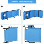 Folding Beach Lounge Chair w/ 5 Adjutable Backrest & Padded Pillow, Sunbathing - Image 6
