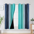 Navy Blue and Teal Gradient Blackout Curtains by ESTELARTEXTILER