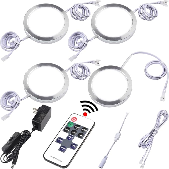 Kitchen Under Cabinet Lights Kit, 120 Volt Wired LED Puck Display Cases Lighting by Lvyinyin