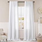 White Linen Curtains 84 Inches Long by Nanspring