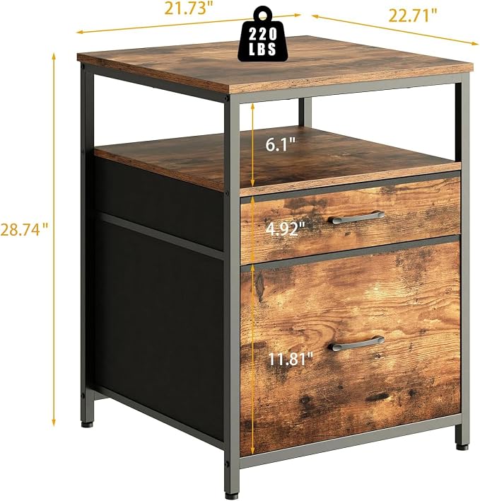 Herture Mini Fridge Stand with 3 Storage, Mini Fridge Cabinet, Beverage Fridge - Image 2