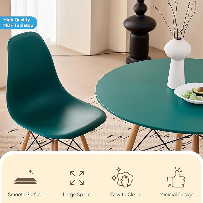 5-Piece Round Dining Table Set, Small 35.5" Kitchen Table Chairs Set of 4 Space - Image 3