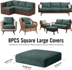 8Pcs Outdoor Cushion Covers, Stretch Patio Furniture Couch Chair Slipcovers | - Image 2