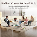 Yolsali Manual Reclining Sectional Sofa Set, 7 Seats Soft Leather Recliner - Image 3