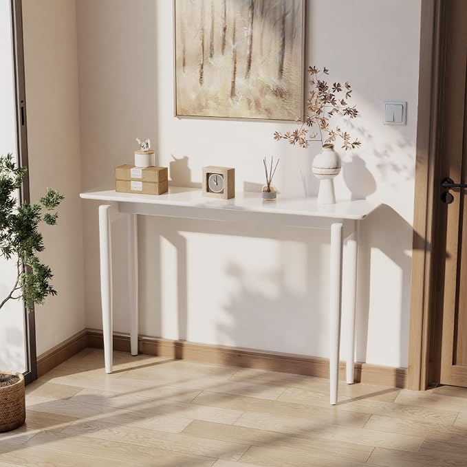 AQIMUELE Wood Console Table White Entryway Table, Thin Console Table, Sofa - Image 5