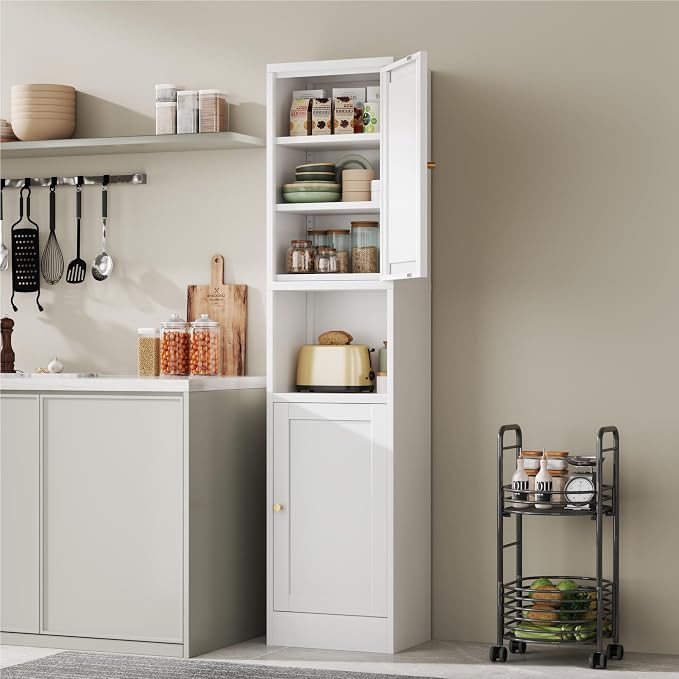 YAUWOH 2-Door Metal Storage Cabinet, Tall Slim Pantry Organizer - Image 2