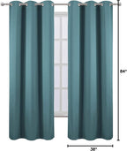 Sea Teal Thermal Blackout Curtains/38 x 84 Inch/Set of 2 Panels Room Darkening - Image 9