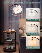 Round Side Table with Lamp and USB Ports, 3-Tier Small End Table - Image 4