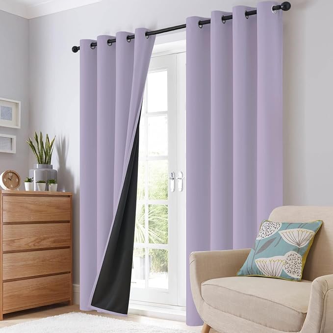 SimpleHome Lilac 100% Blackout Curtains Room Darkening Living Room 36 Inch | - Image 8