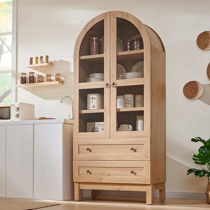 IFGET 71" Tall Arched Kitchen Pantry, Modern Farmhouse Wood Kitchens Storage by IFGETEnrichYourLivingSpace