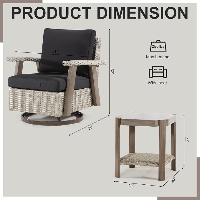 Joyside Patio Chair with Side Table - Image 3
