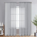 Light Grey Sheer Curtains 84 Inches Long 2 Panels by OVZME