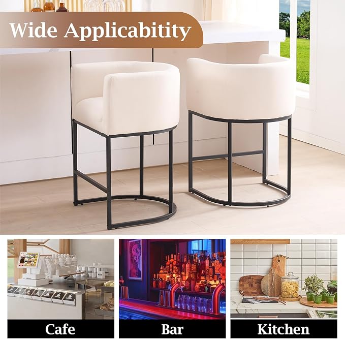 ClinQ 26" H Counter Height Bar Stools Set of 2, Modern Barrel Counter Stools - Image 4