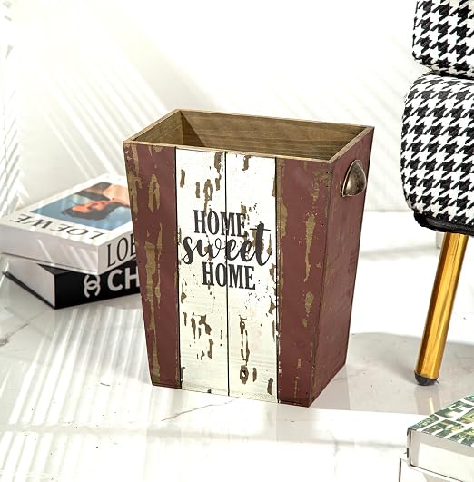 Small Wood Trash Can Wastebasket, Farmhouse Rectangular Garbage Can Waste Basket - Image 6