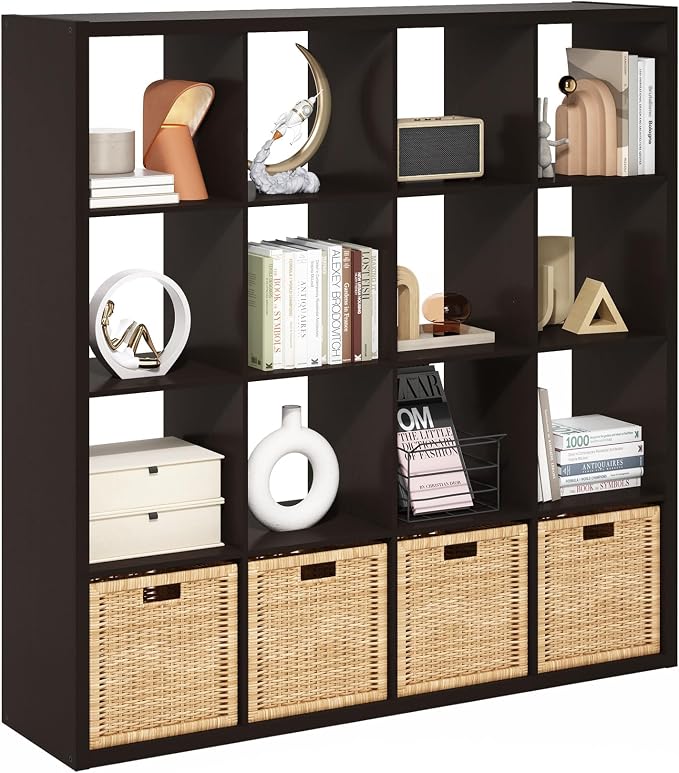 Furinno Cubicle Book Shelf, 16-Cube Bookshelf, Extra Thick Frame Reversible by Furinno-FitsYourSpaceFitsYourBudget