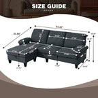 84" Convertible Sectional Sofa, Deep 3-Seater L Shaped Sectional Couch - Image 2