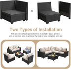 Jing's Villa 6-Piece Patio Furniture Set, All-Weather Outdoor Wicker Sectional - Image 8
