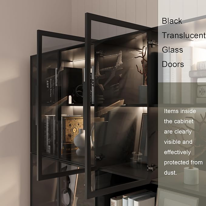 Mekminop Bookcase with Glass Doors and RGB Led Lights, Combination Display - Image 5